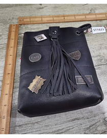 Fashion Black Pu Alloy Standard Tassel Crossbody Bag