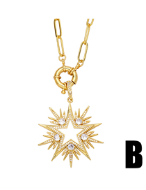 Fashion B Copper And Diamond Five-pointed Star Necklace