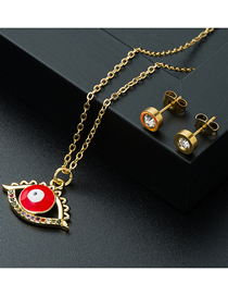 Fashion Red Eye Copper Inlaid Zirconium Eye Necklace And Earrings Set