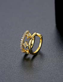 Fashion Gold Bronze Diamond Star Double Ring