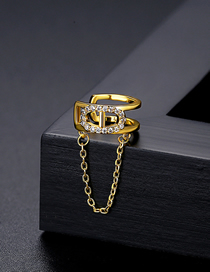 Fashion Gold Copper Inlaid Zirconium Chain Ear Bone Clip