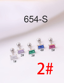Fashion Silver 2# Titanium Steel Thin Rod Square Zirconium Screw Ball Piercing Earrings