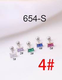 Fashion Silver 4# Titanium Steel Thin Rod Square Zirconium Screw Ball Piercing Earrings