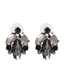 Fashion Grey Alloy Diamond Geometric Stud Earrings
