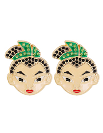 Fashion Gold Alloy Dripping Oil Cartoon Character Ear Studs