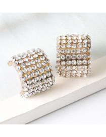 Fashion Gold Alloy Geometric C-shaped Diamond Earrings