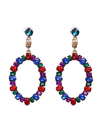 Fashion Color Alloy Diamond Geometric Stud Earrings