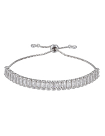 Fashion T Square White Gold And White Diamonds Copper Inlaid Zirconium T-shaped Diamond Pull Bracelet
