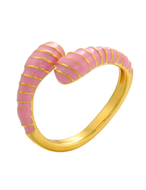 Fashion Pink Copper Drip Oil Geometric Open Ring