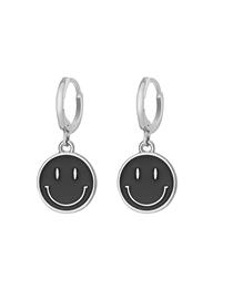 Fashion Black Alloy Dripping Smiley Earrings