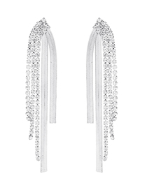 Fashion Silver Alloy Diamond Claw Chain Tassel Earrings