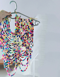 Fashion Color Pearl Beaded Geometric Body Chain