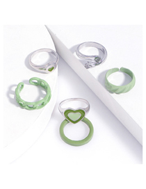 Fashion Silver Green Alloy Drop Oil Love Ring Set
