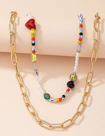 Fashion X821-set Colorful Rice Beads Beaded Love Necklace