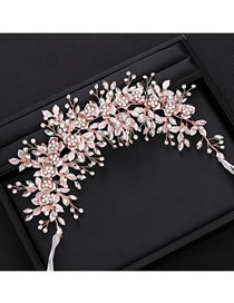 Fashion Headband Rose Gold Geometric Rhinestone Flower Leaf Braided Headband
