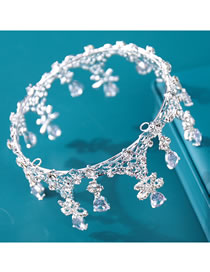 Fashion Zircon Silver Large Metal Geometric Crown With Diamonds