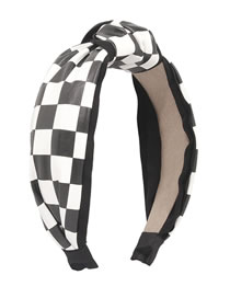 Fashion Checkerboard Knotted Fabric Checkerboard Knotted Wide-brimmed Headband