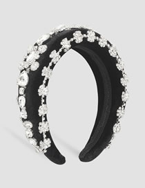 Fashion Black Fabric Diamond-studded Geometric Wide-brimmed Headband