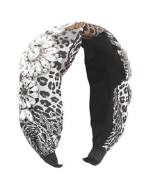 Fashion Black And White Fabric Wide-brimmed Headband With Diamonds