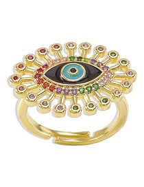 Fashion An Eye Copper Inlaid Zirconium Eye Open Ring