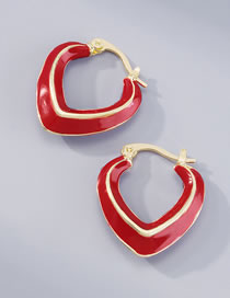 Fashion Red Alloy Oil Drip U-shaped Earrings
