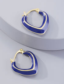 Fashion Blue Alloy Oil Drip U-shaped Earrings