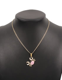 Fashion Pink Alloy Drip Oil Crab Necklace