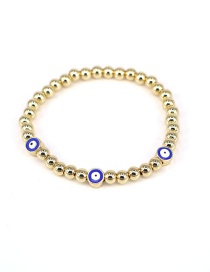 Fashion Blue Gold-plated Copper Bead Beaded Eye Bracelet