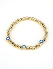 Fashion Lake Blue Gold-plated Copper Bead Beaded Eye Bracelet