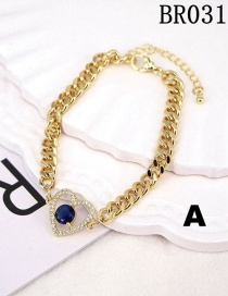 Fashion Blue Gold-plated Copper And Zirconium Heart Bracelet