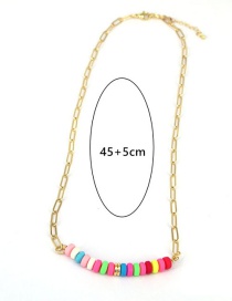 Fashion Gold Colored Clay Stitching Chain Necklace