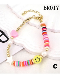 Fashion Br018-c Colorful Soft Clay Copper Bead Stitching Beaded Bracelet