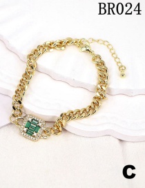 Fashion Br024-c Copper Diamond Square Chain Bracelet