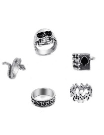 Fashion 4# Alloy Serpentine Geometric Ring Set
