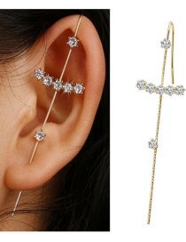 Fashion 1# Geometric Pierced Ear Line With Rhinestones