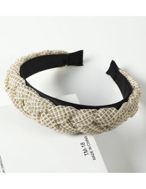 Fashion Beige Gold Velvet Cross Braided Headband