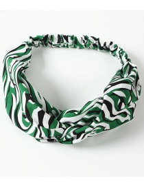 Fashion Green Fabric Geometric Cow Pattern Elastic Cross Headband
