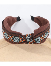 Fashion Dark Brown Fabric Colorful Knit And Knotted Wide-brimmed Headband