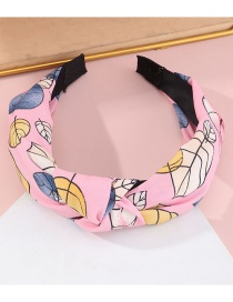 Fashion Pink Fabric Printed Knotted Broad-brimmed Headband