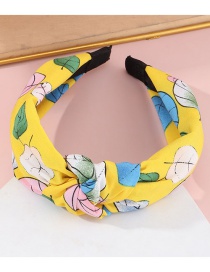 Fashion Yellow Fabric Printed Knotted Broad-brimmed Headband