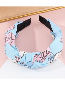 Fashion Blue Fabric Printed Knotted Broad-brimmed Headband