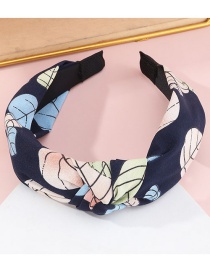 Fashion Navy Fabric Printed Knotted Broad-brimmed Headband