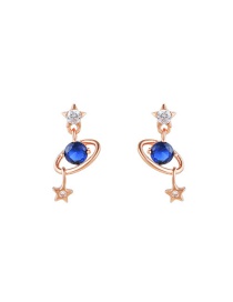 Fashion Star Rose Gold Bronze Diamond Star And Moon Stud Earrings