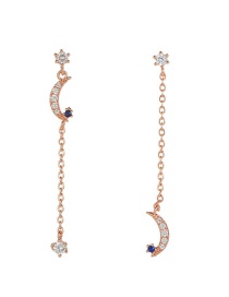 Fashion Moon Rose Gold Copper And Diamond Moon Earrings