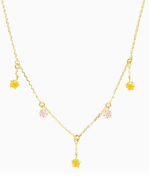 Fashion Gold Copper And Diamond Five-pointed Star Y-shaped Necklace