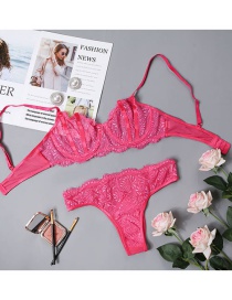 Fashion Rose Red Lace Stitching Underwear Set
