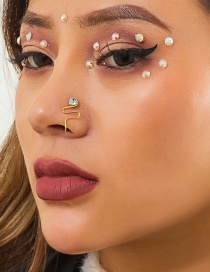Fashion Four Imitation Gold + Transparent Color Diamond 0010 Metal Geometric Irregular Piercing Nose Nail
