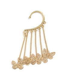 Fashion Single Side Gold Metal Butterfly Tassel Chain Ear Hook