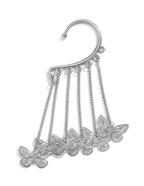 Fashion Unilateral White K Metal Butterfly Tassel Chain Ear Hook