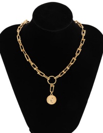 Fashion Gold Metal U Shaped Buckle Portrait Tag Chain Necklace